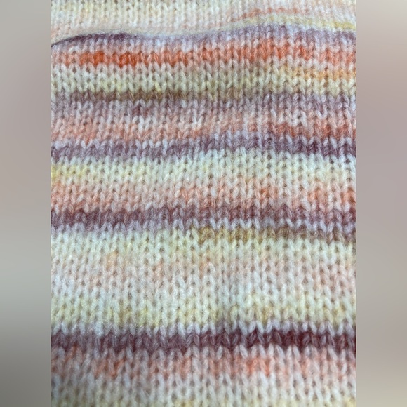 💛TODAY***$18***Loft orange, yellow, purple, and off white striped sweater. - Picture 3 of 4